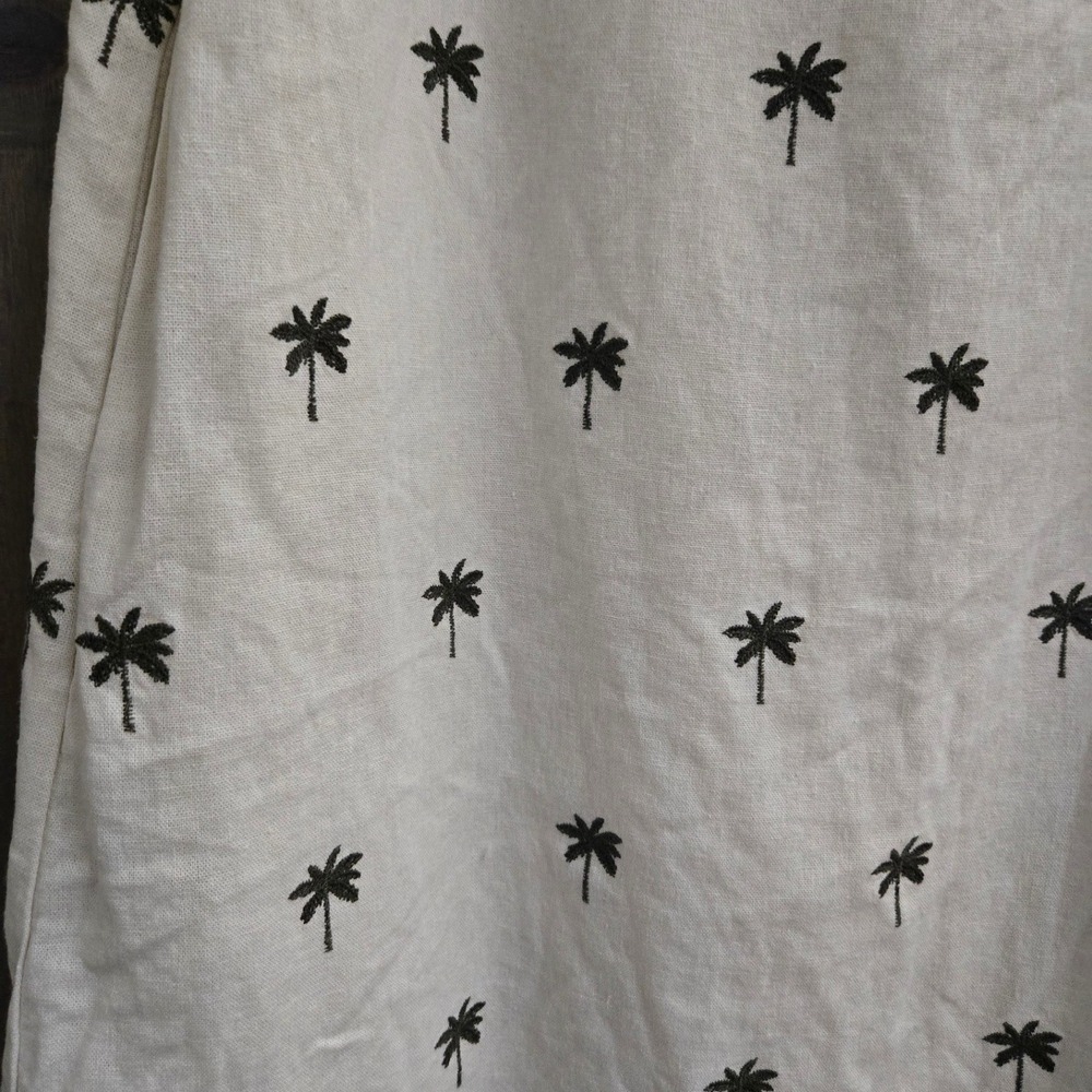 Cynthia Rowley Palm Tree Embroidered Linen Blend Dress Womens Medium Cream NEW - Picture 2 of 11